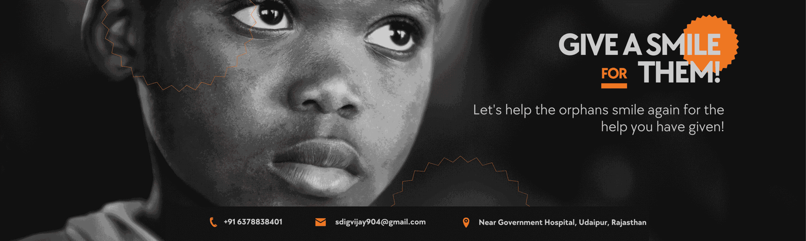 Black Orange Simple Open Donation Banner