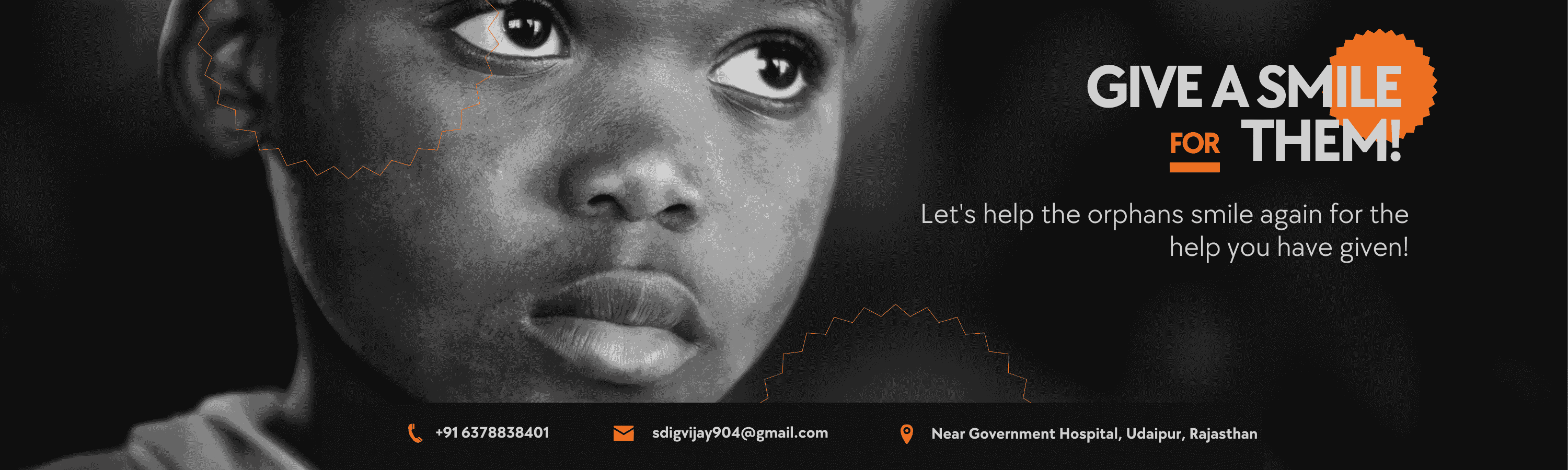 Black Orange Simple Open Donation Banner